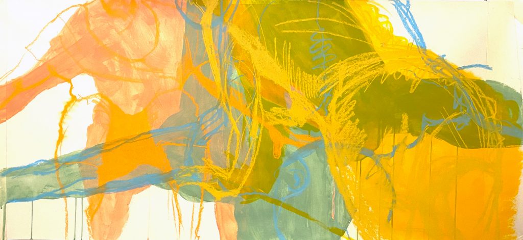 Pilates 1 (Acrylic and Oil Pastel on Paper)